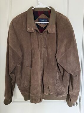 Vintage Gant Brown Suede Bomber Jacket Leather Shoulder Pads